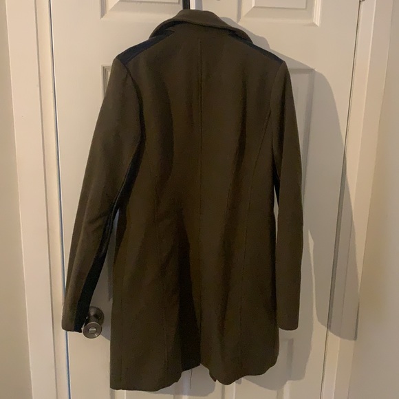 Olive green faux leather mix coat - Picture 3 of 4